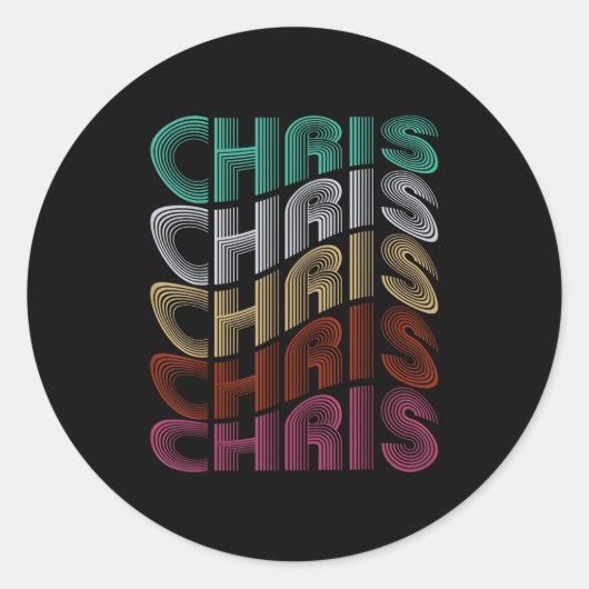Sticker Rond Groovy Chris D Name I Love Chris 70,80's Meme (Devant)