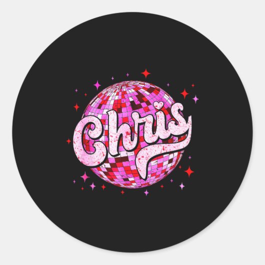 Sticker Rond Groovy Chris First Name D I Love Chris Tees Meme (Devant)