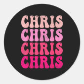 Sticker Rond Groovy Chris First Name D I Love Chris Tees Meme (Devant)