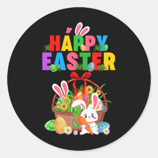 Sticker Rond Groovy Cute Bunny Easter Egg Sket Easter Day Girls