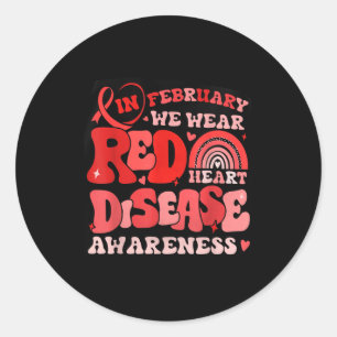 Sticker Rond Groovy En février, nous portons du rouge pour la s