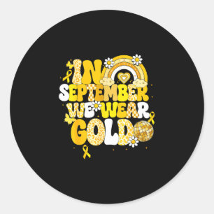 Sticker Rond Groovy en septembre porte l'or enfance cancer