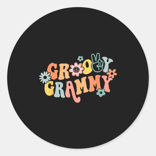 Sticker Rond Groovy Grammy One Thankful Grammy Valentines Day M (Devant)