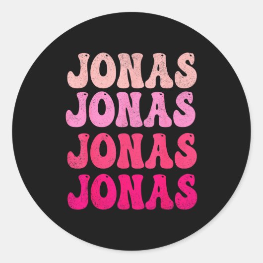 Sticker Rond Groovy Jonas First Name D I Love Jonas Tees Meme (Devant)