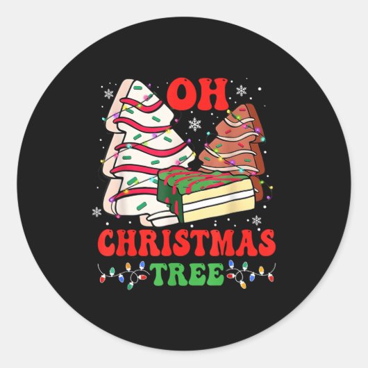 Sticker Rond Groovy Oh Christmas Tree Cakes Debbie Becky Jen Ca (Devant)