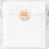 Sticker Rond Groovy One Daisy Retro Rainbow (Sac)