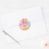 Sticker Rond Groovy One Retro Sunshine Rainbow Daisy (Enveloppe)