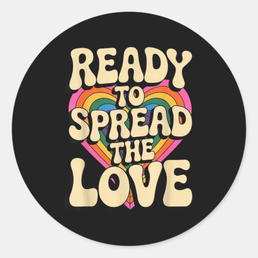 Sticker Rond Groovy Retro Rainbow Heart Sitive Valentine Messag (Devant)