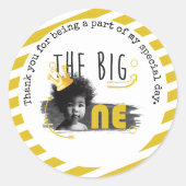 Sticker Rond GROS Bébé Garçon Merci d'anniversaire (Devant)