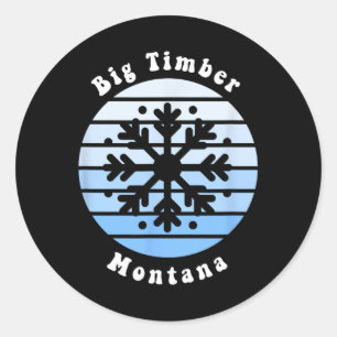 Sticker Rond Gros bois Montana Snowflake Noël hiver Souv