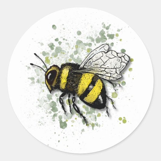 Sticker Rond Gros Bourdon Beau, Dessin Numérique (Devant)