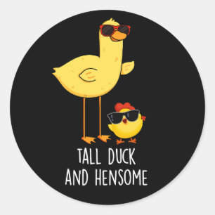 Sticker Rond Gros Canard Et Hensome Drôle Animal Pun Dark BG