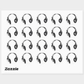 Sticker Rond Gros casque DJ (Feuille)