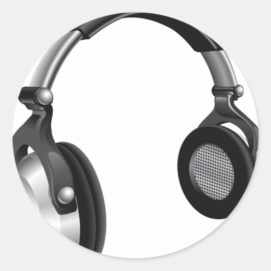 Sticker Rond Gros casque DJ (Devant)