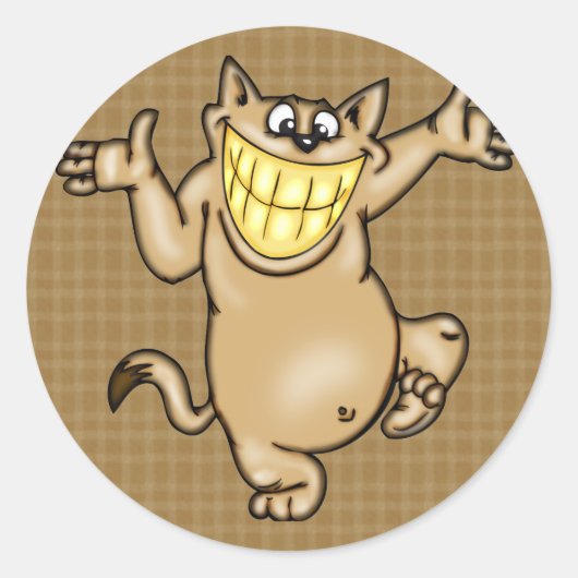 Sticker Rond Gros chat de dessin souriant (Devant)