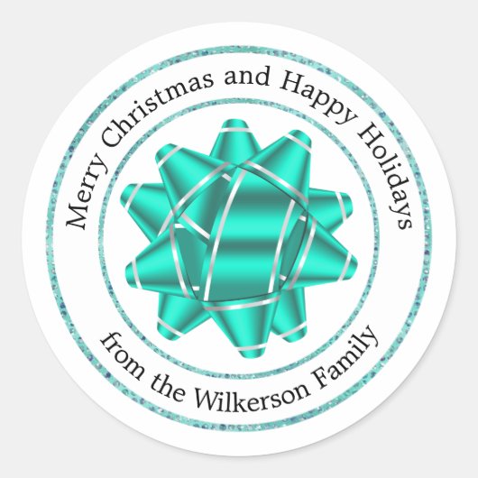 Sticker Rond Gros chausson Turquoise Parties scintillant boîte  (Devant)