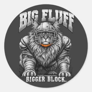 Sticker Rond Gros Fluff Gros Bloc Maine Coon Chat de Football