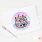 Sticker Rond Gros Joyeux Anniversaire Whimsical Main dessiné Gâ (Enveloppe)