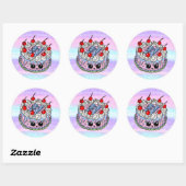 Sticker Rond Gros Joyeux Anniversaire Whimsical Main dessiné Gâ (Feuille)