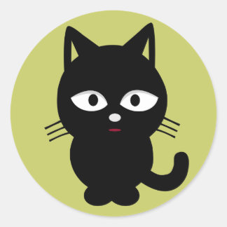 Sticker Rond Gros Kitten noir