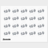 Sticker Rond Gros Monogramme Moderne Gras Simple Mariage (Feuille)