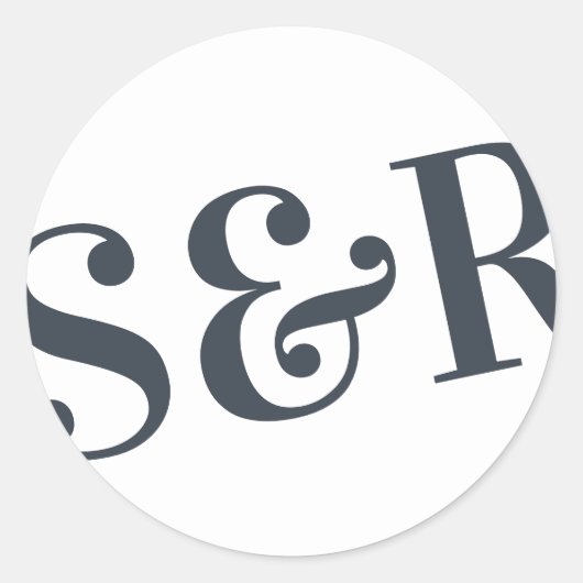 Sticker Rond Gros Monogramme Moderne Gras Simple Mariage (Devant)