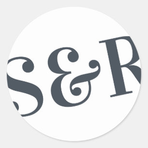Sticker Rond Gros Monogramme Moderne Gras Simple Mariage