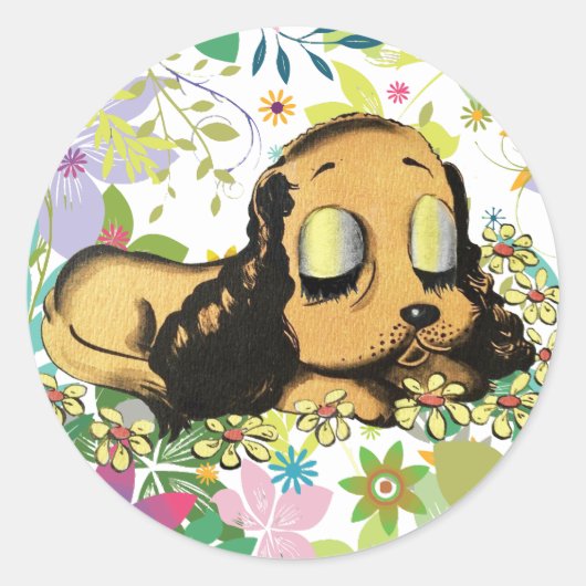 Sticker Rond gros oeil dormir Chien Chien Chien Chien Chien Chi (Devant)