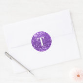 Sticker Rond Gros Paillettes Violet Clair Monogrammé (Enveloppe)