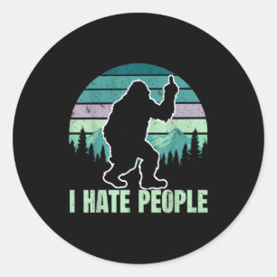 Sticker Rond Gros Pied Je Déteste Les Gens Doigt Du Milieu Sasq