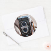 Sticker Rond Gros plan d'un appareil photo ancien (Enveloppe)