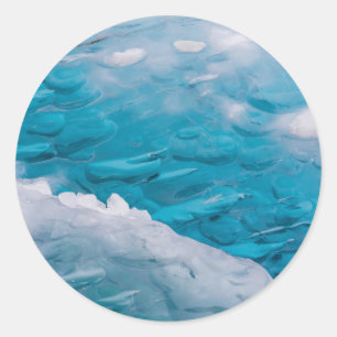 Sticker Rond Gros plan sur de la glace bleue