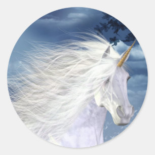 Sticker Rond Gros plan sur la beauté blanche de la licorne