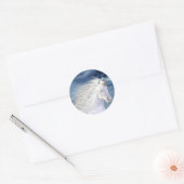 Sticker Rond Gros plan sur la beauté blanche de la licorne (Enveloppe)