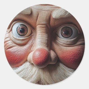 Sticker Rond Gros plan sur l'expression surprenante de Père Noë