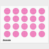 Sticker Rond Gros points sur la conception rose chaud (Feuille)