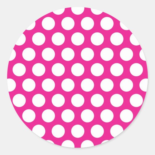 Sticker Rond Gros points sur la conception rose chaud (Devant)