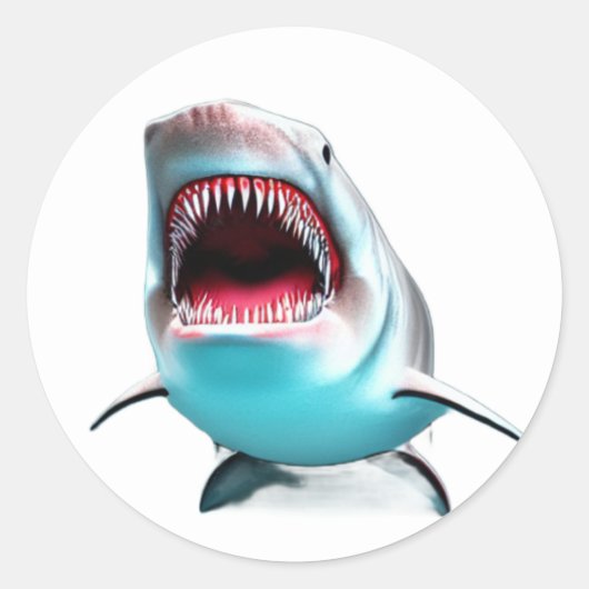 Sticker Rond Gros requin mâchoire (Devant)