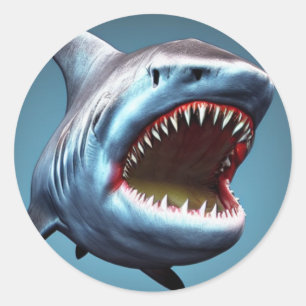 Sticker Rond Gros requin mâchoire
