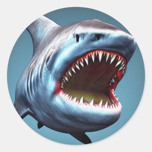 Sticker Rond Gros requin mâchoire (Devant)