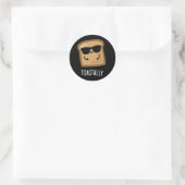 Sticker Rond Gros toast Funny Pain Pun Dark BG (Sac)