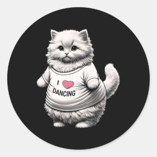 Sticker Rond Gros Ventre Cute Gros Chat Art Design Gros Kitten