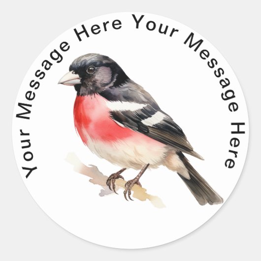 Sticker Rond Grosbeak à poitrine rose (Devant)