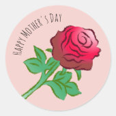 Sticker Rond Grosse Belle Rose Rouge (Devant)