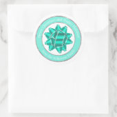 Sticker Rond Grosse boîte cadeau Turquoise et Parties scintilla (Sac)