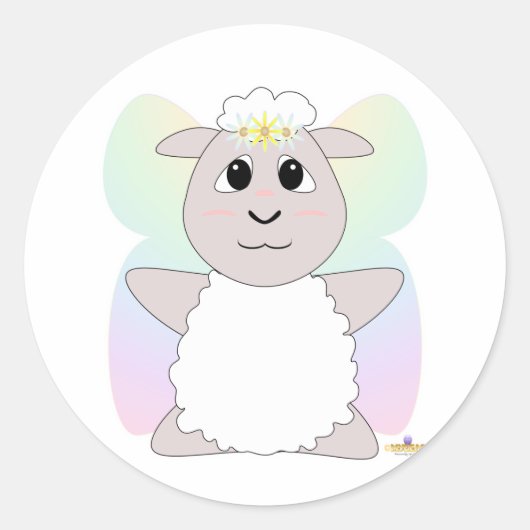 Sticker Rond Grosse Fée Blanc Mouton (Devant)
