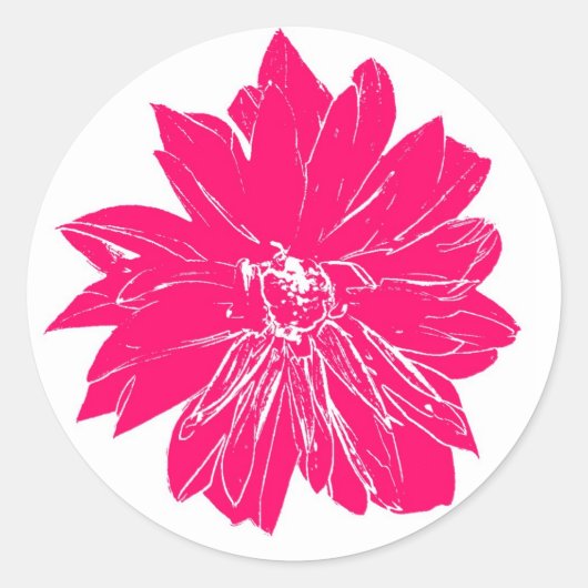 Sticker Rond Grosse fleur rose (Devant)