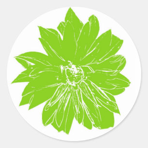 Sticker Rond Grosse fleur verte pomme