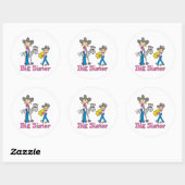 Sticker Rond Grosse soeur des filles à bâtons (Feuille)