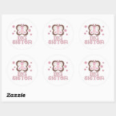 Sticker Rond Grosse soeur papillon rose (Feuille)